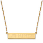 Sterling Silver Gold-plated NHL LogoArt Los Angeles Kings Small Bar 18 inch Necklace