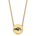 Sterling Silver Gold-plated LogoArt Longwood University Horse Large Enameled Disc 18 inch Necklace