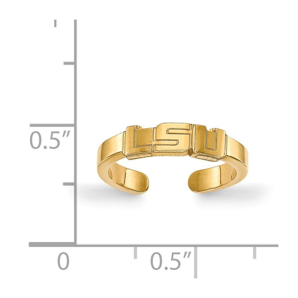 Sterling Silver Gold-plated LogoArt Louisiana State University L-S-U Toe Ring