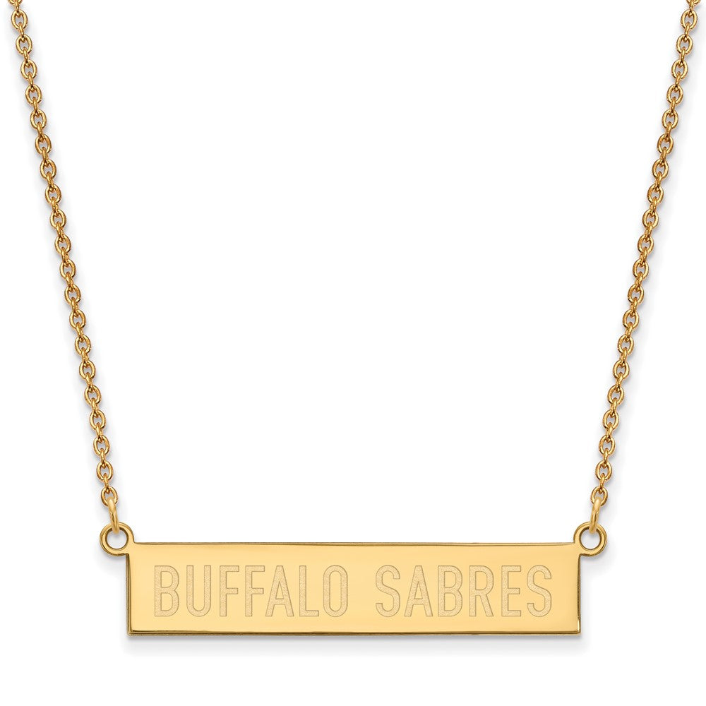 Sterling Silver Gold-plated NHL LogoArt Buffalo Sabres Small Bar 18 inch Necklace