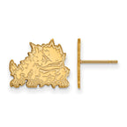 Sterling Silver Gold-plated LogoArt Texas Christian University Horned Frog Small Post Earrings
