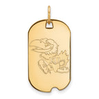 10k Gold LogoArt University of Kansas Jayhawk Small Dog Tag Pendant