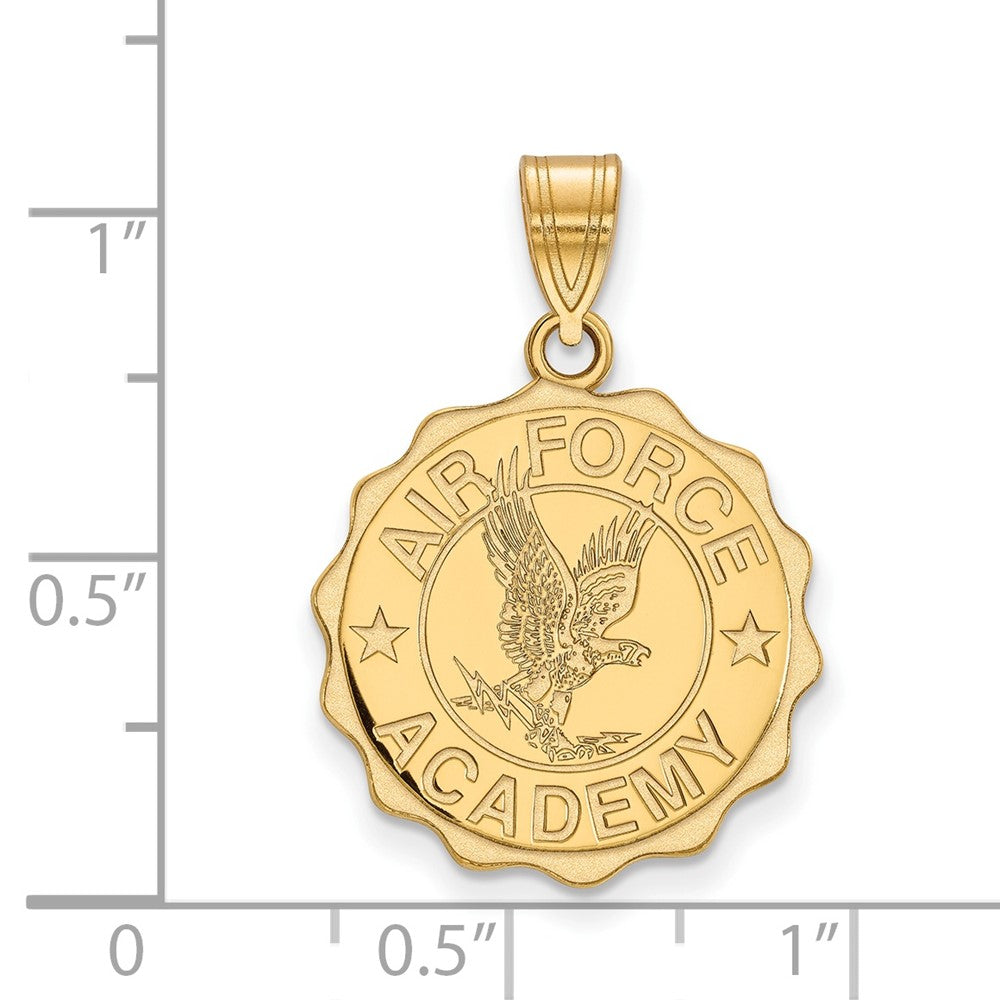 Sterling Silver Gold-plated LogoArt United States Air Force Academy Large Crest Pendant