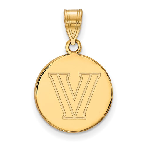 10k Gold LogoArt Villanova University Letter V Medium Disc Pendant