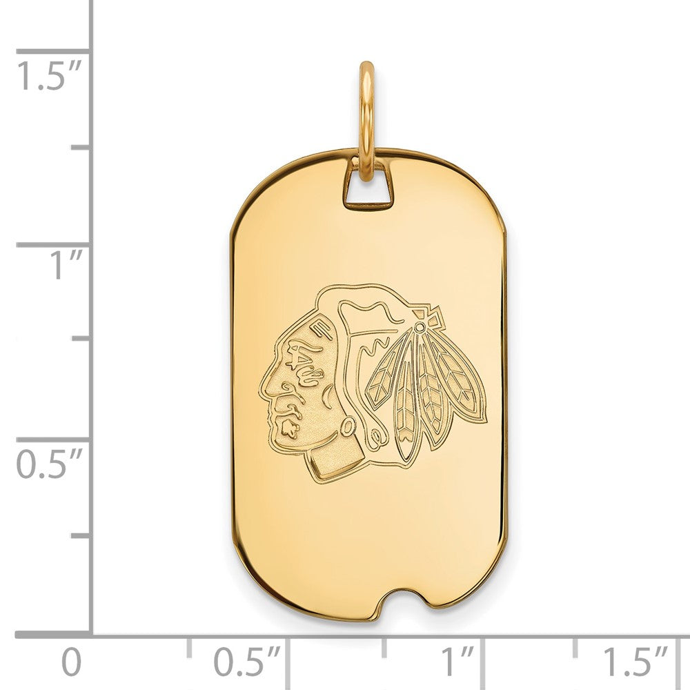 14k Gold NHL LogoArt Chicago Blackhawks Small Dog Tag Pendant
