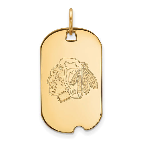 10k Gold NHL LogoArt Chicago Blackhawks Small Dog Tag Pendant