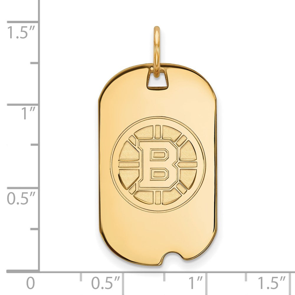 10k Gold NHL LogoArt Boston Bruins Small Dog Tag Pendant
