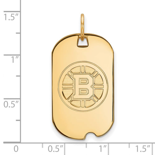 10k Gold NHL LogoArt Boston Bruins Small Dog Tag Pendant