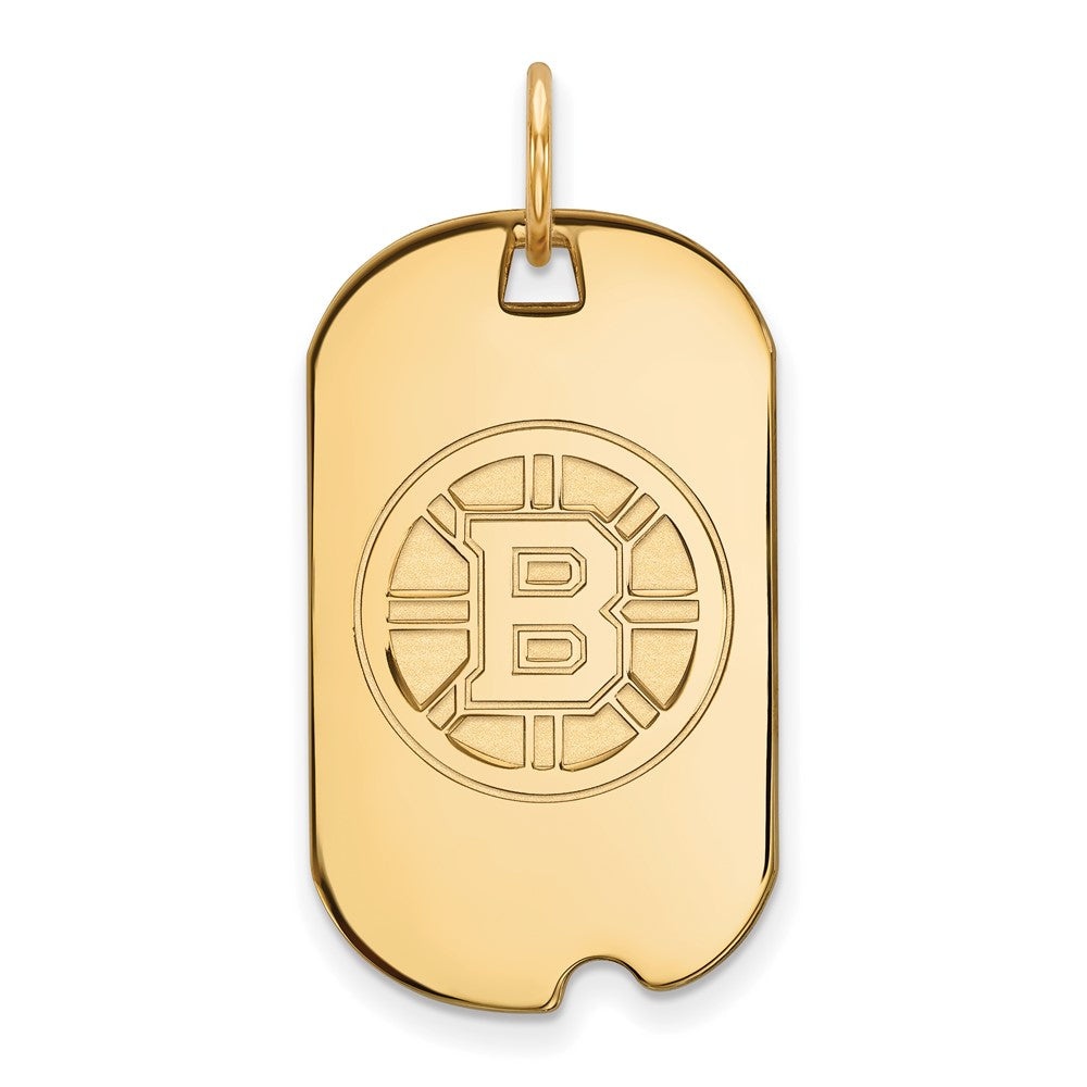 10k Gold NHL LogoArt Boston Bruins Small Dog Tag Pendant