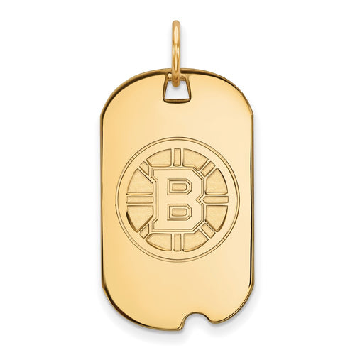 10k Gold NHL LogoArt Boston Bruins Small Dog Tag Pendant