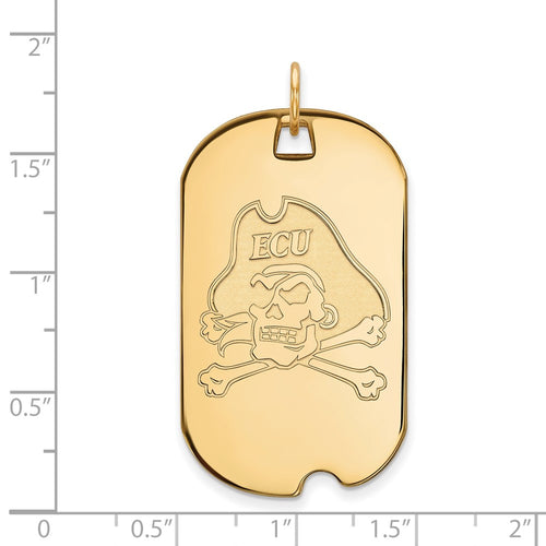 10k Gold LogoArt East Carolina University Pirate Large Dog Tag Pendant