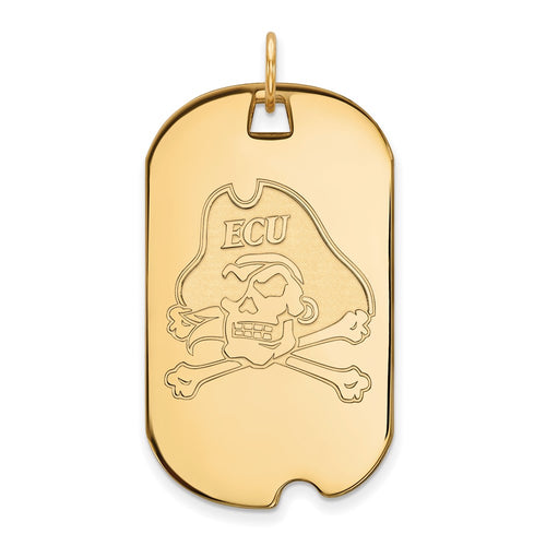 10k Gold LogoArt East Carolina University Pirate Large Dog Tag Pendant