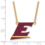 Sterling Silver Gold-plated LogoArt Eastern Kentucky University Letter E Large Enameled Pendant 18 inch Necklace
