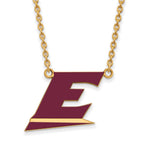 Sterling Silver Gold-plated LogoArt Eastern Kentucky University Letter E Large Enameled Pendant 18 inch Necklace
