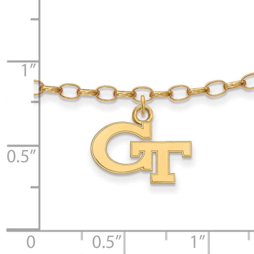 Sterling Silver Gold-plated LogoArt Georgia Institute of Technology G-T 9-inch Anklet