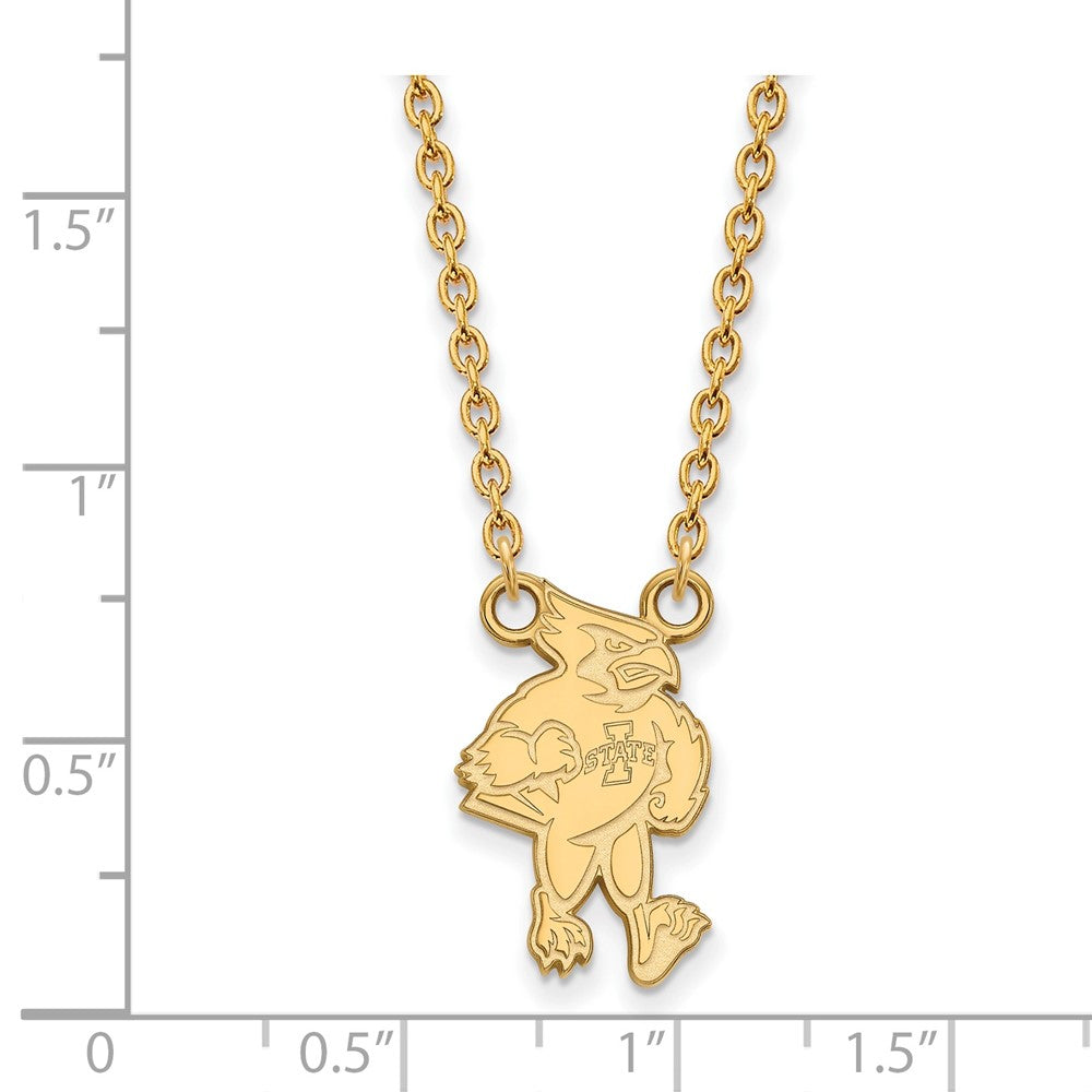 14k Gold LogoArt Iowa State University Cardinal Large Pendant 18 inch Necklace