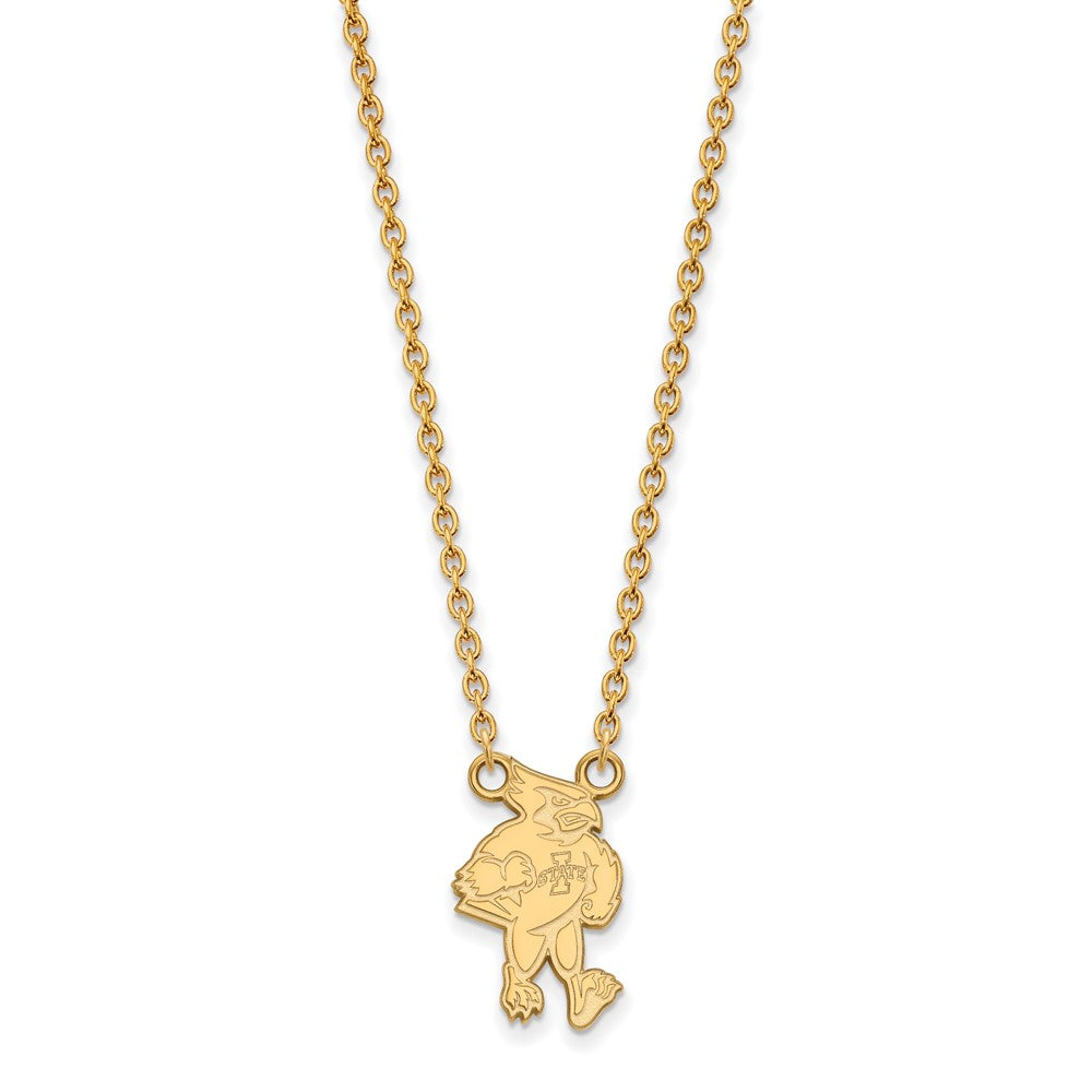 14k Gold LogoArt Iowa State University Cardinal Large Pendant 18 inch Necklace