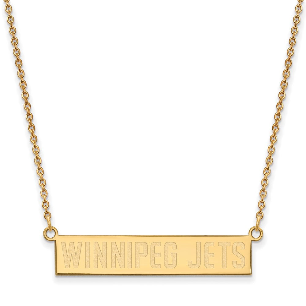 Sterling Silver Gold-plated NHL LogoArt Winnipeg Jets Small Bar 18 inch Necklace