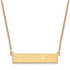 Sterling Silver Gold-plated NHL LogoArt Winnipeg Jets Small Bar 18 inch Necklace