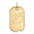 Sterling Silver Gold-plated NHL LogoArt Tampa Bay Lightning Small Dog Tag Pendant
