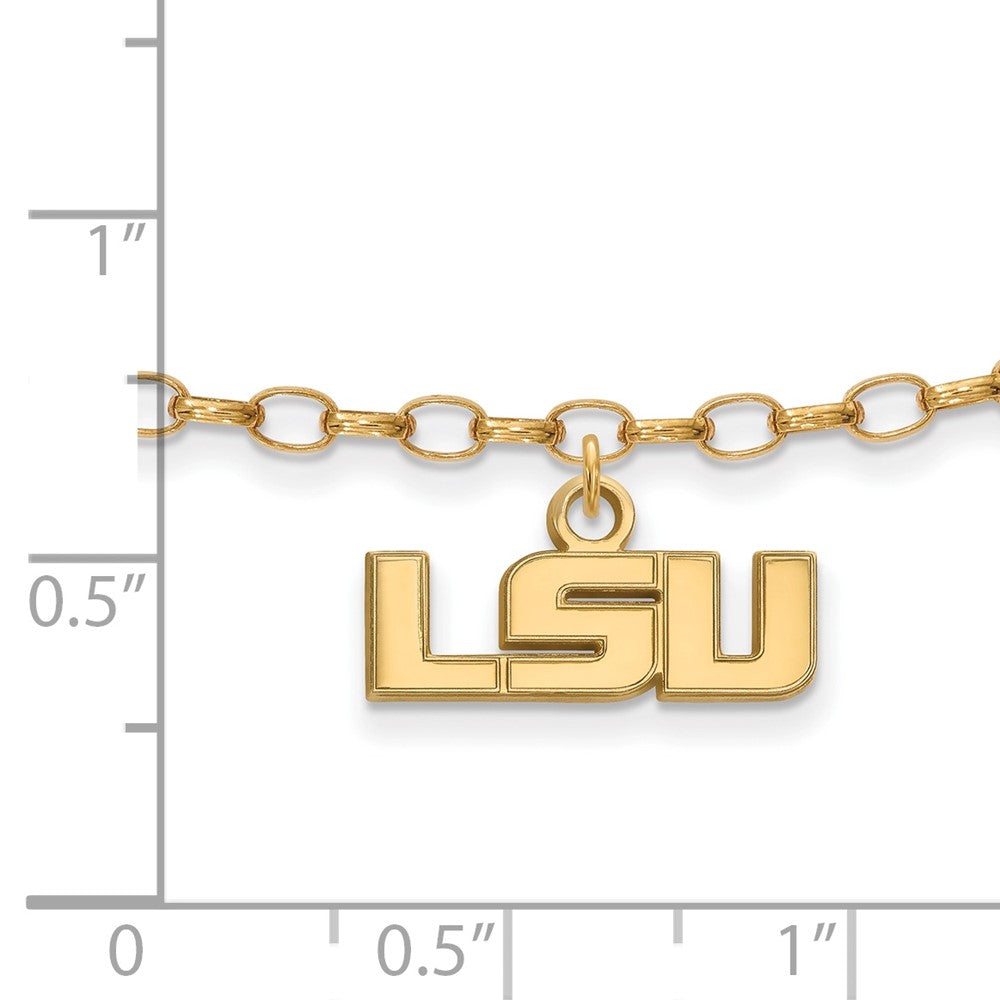 Sterling Silver Gold-plated LogoArt Louisiana State University L-S-U 9 inch Anklet