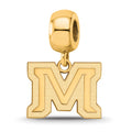 Sterling Silver Gold-plated LogoArt Montana State University Letter M Small Dangle Bead Charm