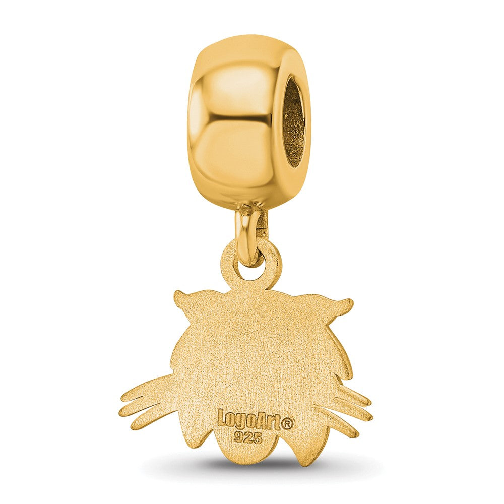 Sterling Silver Gold-plated LogoArt Ohio University Bobcat Extra Small Dangle Bead Charm