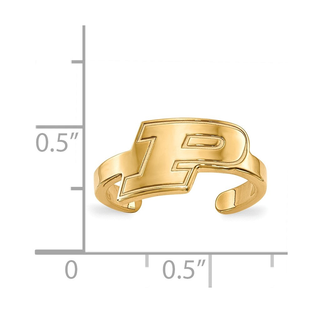 Sterling Silver Gold-plated LogoArt Purdue University Letter P Toe Ring