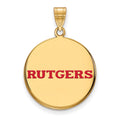Sterling Silver Gold-plated LogoArt Rutgers University Large Enameled Disc Pendant
