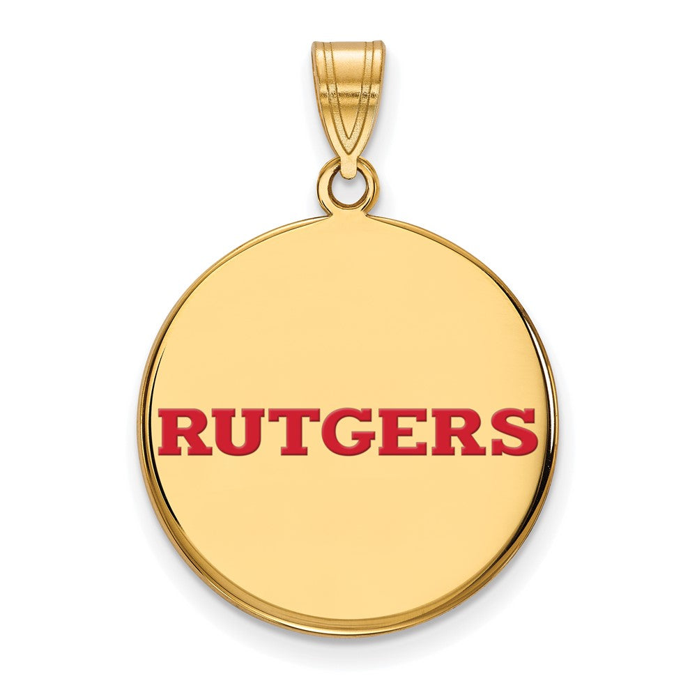 Sterling Silver Gold-plated LogoArt Rutgers University Large Enameled Disc Pendant