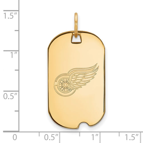 10k Gold NHL LogoArt Detroit Red Wings Small Dog Tag Pendant