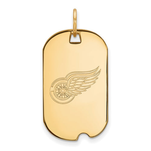 10k Gold NHL LogoArt Detroit Red Wings Small Dog Tag Pendant
