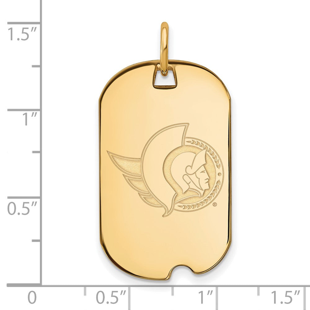 Sterling Silver Gold-plated NHL LogoArt Ottawa Senators Small Dog Tag Pendant