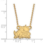 14k Gold LogoArt Texas Christian University Horned Frog Small Pendant 18 inch Necklace