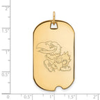 10k Gold LogoArt University of Kansas Jayhawk Large Dog Tag Pendant