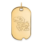 10k Gold LogoArt University of Kansas Jayhawk Large Dog Tag Pendant