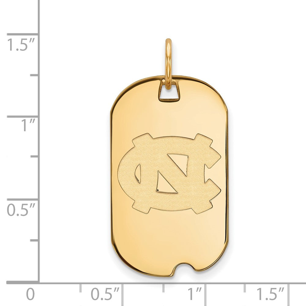 Sterling Silver Gold-plated LogoArt University of North Carolina N-C Small Dog Tag Pendant