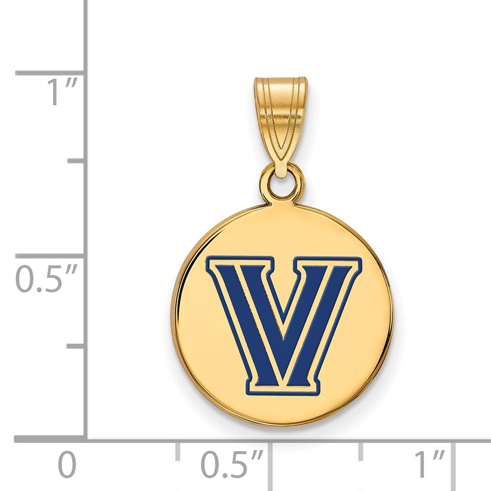 Sterling Silver Gold-plated LogoArt Villanova University Letter V Medium Enameled Disc Pendant