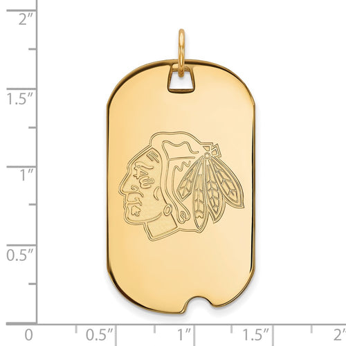 10k Gold NHL LogoArt Chicago Blackhawks Large Dog Tag Pendant