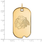 Sterling Silver Gold-plated NHL LogoArt Chicago Blackhawks Large Dog Tag Pendant
