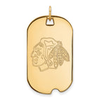 Sterling Silver Gold-plated NHL LogoArt Chicago Blackhawks Large Dog Tag Pendant