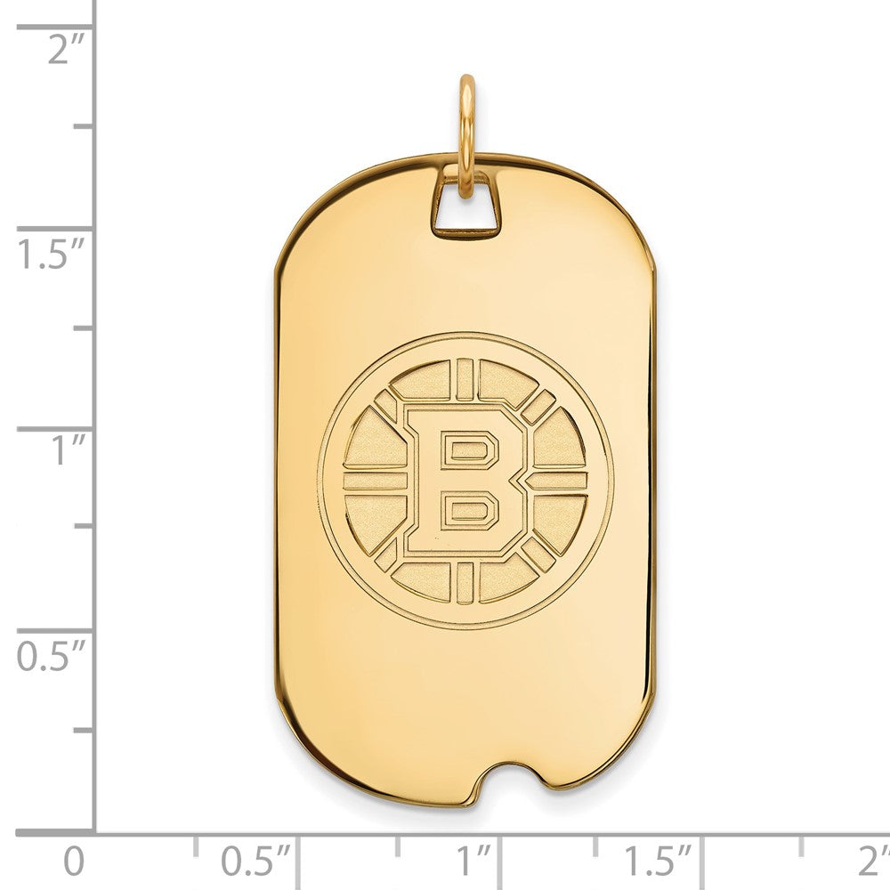 14k Gold NHL LogoArt Boston Bruins Large Dog Tag Pendant