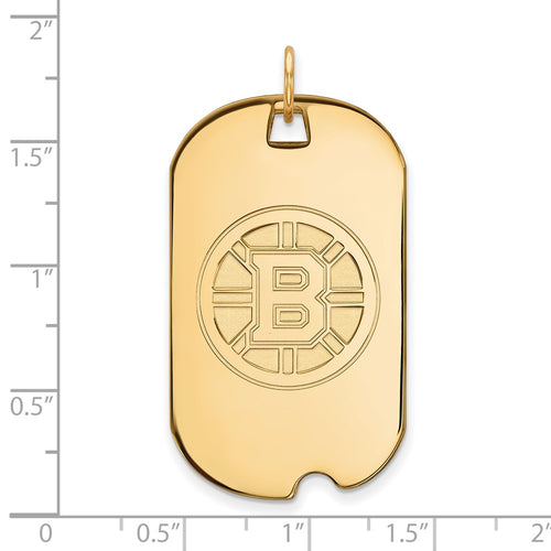 10k Gold NHL LogoArt Boston Bruins Large Dog Tag Pendant