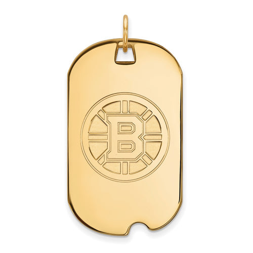 10k Gold NHL LogoArt Boston Bruins Large Dog Tag Pendant
