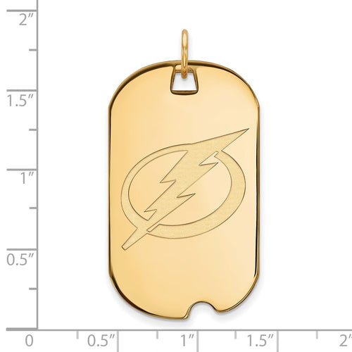 10k Gold NHL LogoArt Tampa Bay Lightning Large Dog Tag Pendant