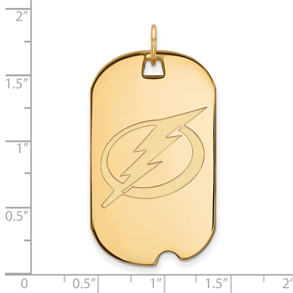 Sterling Silver Gold-plated NHL LogoArt Tampa Bay Lightning Large Dog Tag Pendant