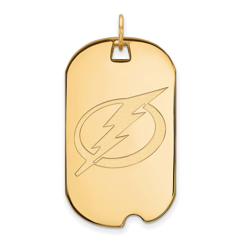 10k Gold NHL LogoArt Tampa Bay Lightning Large Dog Tag Pendant