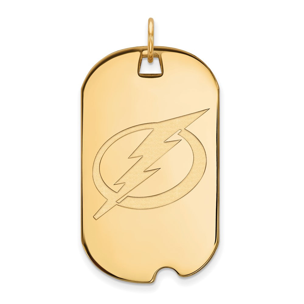 Sterling Silver Gold-plated NHL LogoArt Tampa Bay Lightning Large Dog Tag Pendant