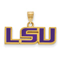 Sterling Silver Gold-plated LogoArt Louisiana State University L-S-U Small Enameled Pendant