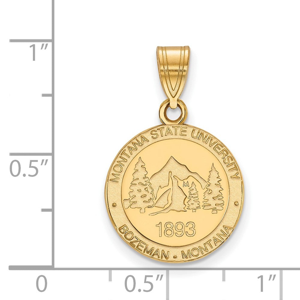 Sterling Silver Gold-plated LogoArt Montana State University Medium Crest Pendant